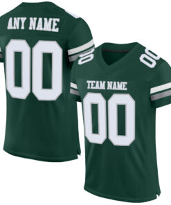 Custom Green White-Gray Mesh Authentic Football Jersey
