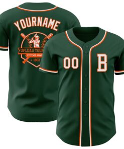 Custom Green White-Orange Authentic Baseball Jersey