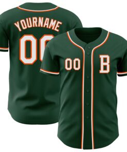 Custom Green White-Orange Authentic Baseball Jersey