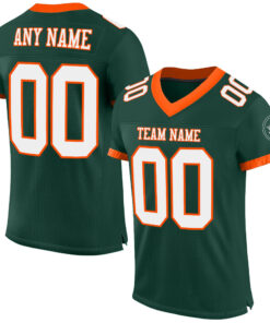Custom Green White-Orange Mesh Authentic Football Jersey