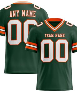Custom Green White-Orange Mesh Authentic Football Jersey