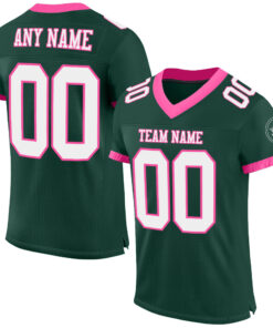 Custom Green White-Pink Mesh Authentic Football Jersey