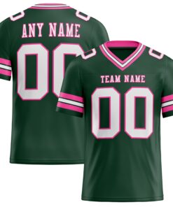 Custom Green White-Pink Mesh Authentic Football Jersey