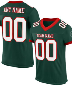 Custom Green White-Red Mesh Authentic Football Jersey