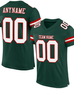 Custom Green White-Red Mesh Authentic Football Jersey