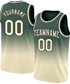 Custom Hunter Green Cream-Black Authentic Fade Fashion Basketball Jersey