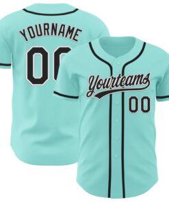 Custom Ice Blue Black-White Authentic Baseball Jersey
