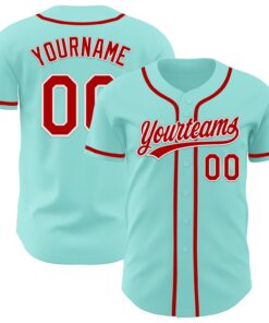 Custom Ice Blue Red-White Authentic Baseball Jersey