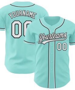 Custom Ice Blue White-Black Authentic Baseball Jersey