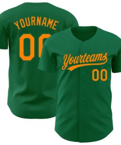 Custom Kelly Green Bay Orange Authentic Baseball Jersey