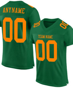 Custom Kelly Green Bay Orange Mesh Authentic Football Jersey