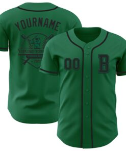 Custom Kelly Green Black Authentic Baseball Jersey