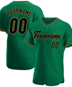 Custom Kelly Green Black-Old Gold Authentic Baseball Jersey