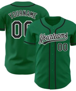 Custom Kelly Green Black-White Authentic Baseball Jersey