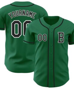 Custom Kelly Green Black-White Authentic Baseball Jersey