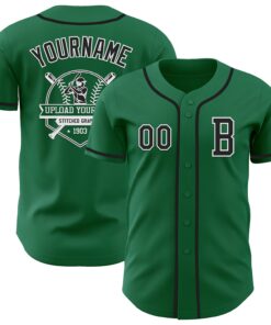 Custom Kelly Green Black-White Authentic Baseball Jersey