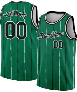 Custom Kelly Green Black-White Lines Authentic City Edition Basketball Jersey