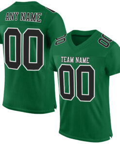 Custom Kelly Green Black-White Mesh Authentic Football Jersey