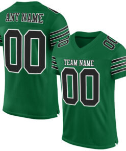 Custom Kelly Green Black-White Mesh Authentic Football Jersey