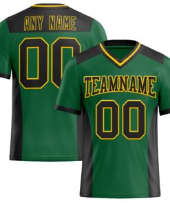 Custom Kelly Green Black-Yellow Mesh Authentic Football Jersey