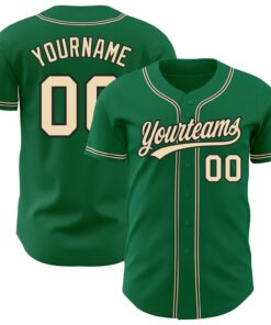 Custom Kelly Green City Cream-Black Authentic Baseball Jersey