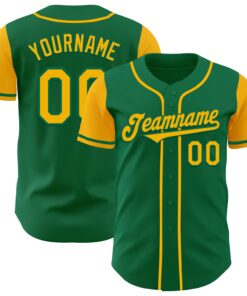 Custom Kelly Green Gold Authentic Two Tone Baseball Jersey