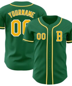 Custom Kelly Green Gold-White Authentic Baseball Jersey