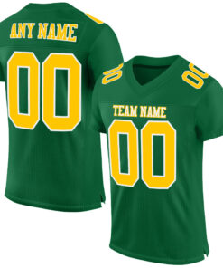 Custom Kelly Green Gold-White Mesh Authentic Football Jersey