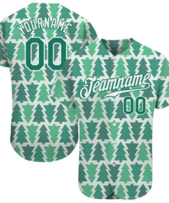 Custom Kelly Green Kelly Green-White Christmas 3D Authentic Baseball Jersey