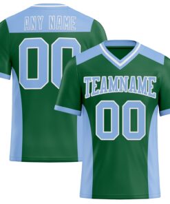 Custom Kelly Green Light Blue-White Mesh Authentic Football Jersey