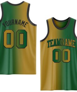 Custom Kelly Green Old Gold-Black Authentic Gradient Fashion Basketball Jersey