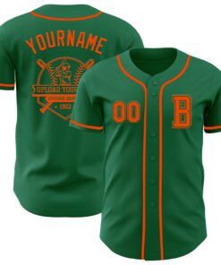 Custom Kelly Green Orange Authentic Baseball Jersey