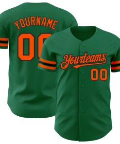 Custom Kelly Green Orange-Black Authentic Baseball Jersey