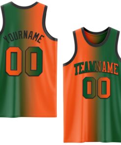 Custom Kelly Green Orange-Black Authentic Gradient Fashion Basketball Jersey