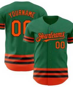 Custom Kelly Green Orange-Black Line Authentic Baseball Jersey