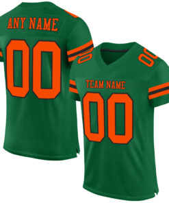 Custom Kelly Green Orange-Black Mesh Authentic Football Jersey