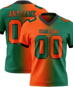 Custom Kelly Green Orange-Black Mesh Authentic Gradient Fashion Football Jersey