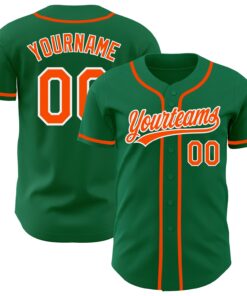 Custom Kelly Green Orange-White Authentic Baseball Jersey