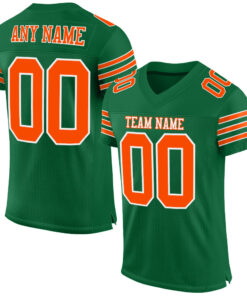 Custom Kelly Green Orange-White Mesh Authentic Football Jersey