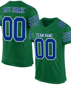 Custom Kelly Green Royal-White Mesh Authentic Football Jersey