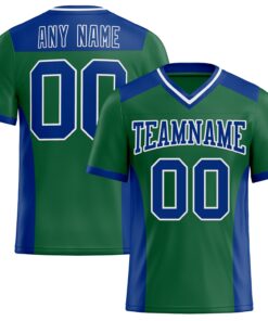 Custom Kelly Green Royal-White Mesh Authentic Football Jersey