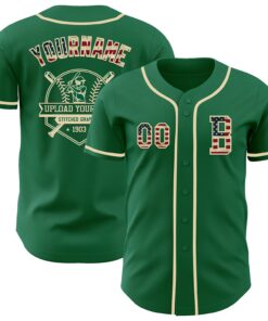Custom Kelly Green Vintage USA Flag-Cream Authentic Baseball Jersey