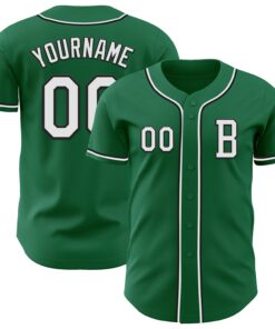 Custom Kelly Green White-Black Authentic Baseball Jersey