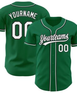 Custom Kelly Green White-Black Authentic Baseball Jersey