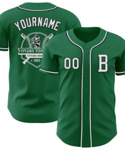 Custom Kelly Green White-Black Authentic Baseball Jersey