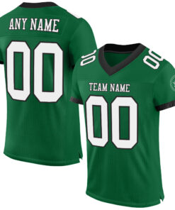 Custom Kelly Green White-Black Mesh Authentic Football Jersey