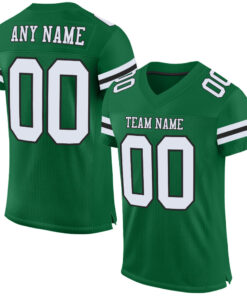 Custom Kelly Green White-Black Mesh Authentic Football Jersey
