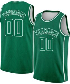 Custom Kelly Green White Geometric Shapes And Side Stripes Authentic City Edition Basketball Jersey