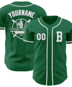 Custom Kelly Green White-Gray Authentic Baseball Jersey