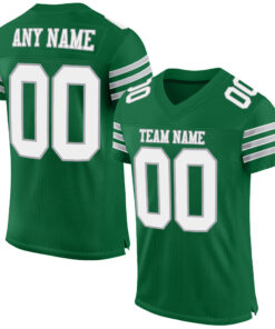 Custom Kelly Green White-Gray Mesh Authentic Football Jersey